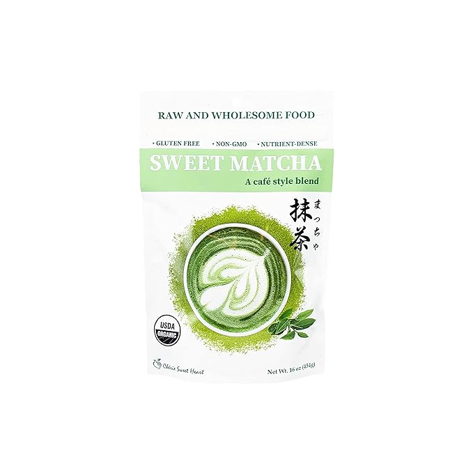 Organic Sweet Matcha Green Tea Powdered Drink, Cafe Style Blend