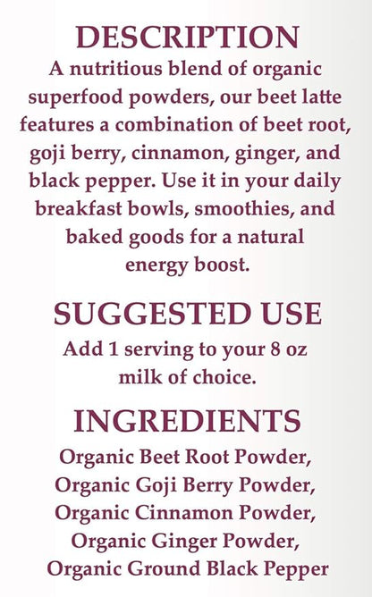 Organic Beet Latte Plant-Based Powdered Drink Mix