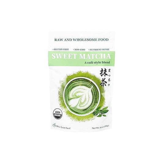 Organic Sweet Matcha Green Tea Powdered Drink, Cafe Style Blend