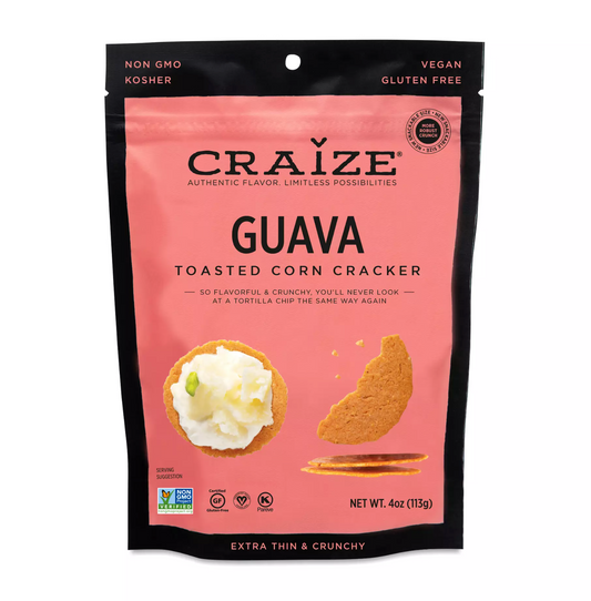 craize, toasted corn crackers, guava